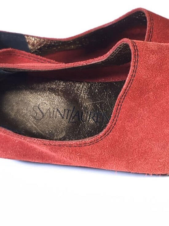 YSL Shoes Red Suede Espadrilles Loafers Womens Size 6.5 main image 8